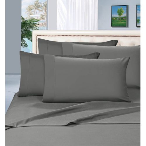  Elegant Comfort 1500 Thread Count Egyptian Quality 6 Piece Wrinkle Resistant Luxurious Sheet Set, King, Gray