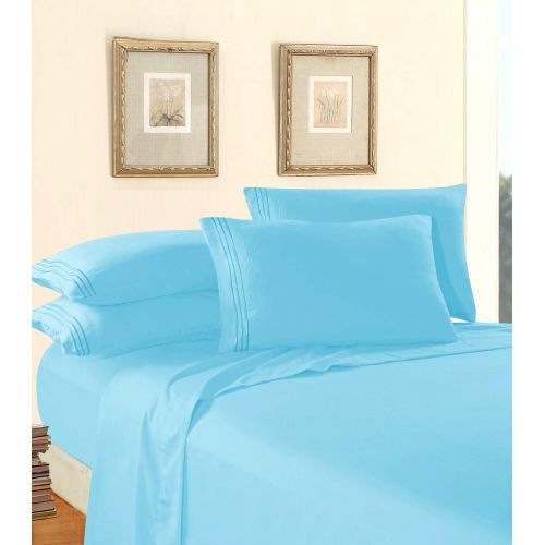  Elegant Comfort Luxury Soft 1500 Thread Count Egyptian Quality 4-Piece Sheet Wrinkle and Fade Resistant Bedding Set, Deep Pocket up to 16inch, Full, Aqua