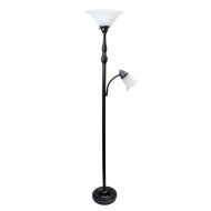 Elegant Designs 2-Light Mother Daughter Floor Lamp with White Marble Glass, Restoration Bronze