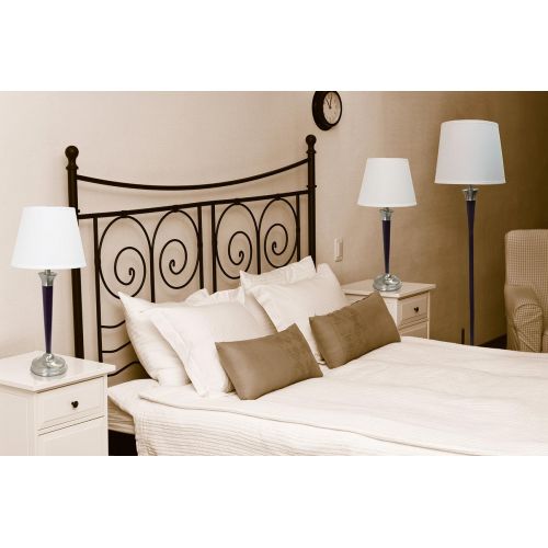  Elegant Designs Malbec Black and Brushed Nickel 3-Pack Lamp Set (2 Table Lamps, 1 Floor Lamp)