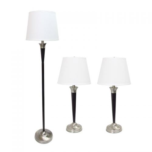  Elegant Designs Malbec Black and Brushed Nickel 3-Pack Lamp Set (2 Table Lamps, 1 Floor Lamp)