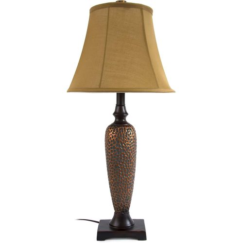  Elegant Designs LC1000-HBZ Three Pack Lamp Set (2 Table Lamps, 1 Floor Lamp), 7 x 12 x 27, Hammered Bronze