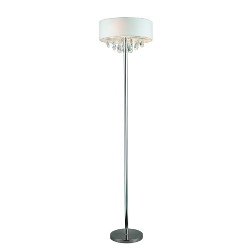  Elegant Designs LF1000-WHT Romazzino Collection Crystal and Chrome Floor Lamp, White