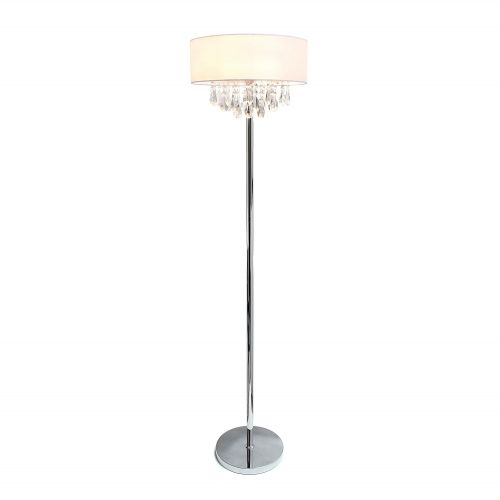  Elegant Designs LF1000-WHT Romazzino Collection Crystal and Chrome Floor Lamp, White