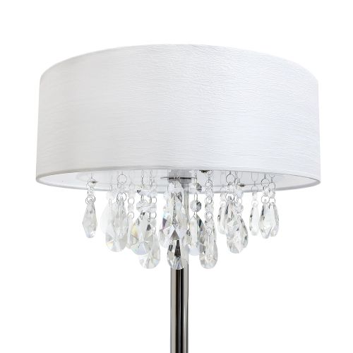  Elegant Designs LF1000-WHT Romazzino Collection Crystal and Chrome Floor Lamp, White