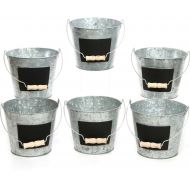 Generic Elegant Expressions by Hosley Galvanized Metal Pails With Chalkboard, Set of 6