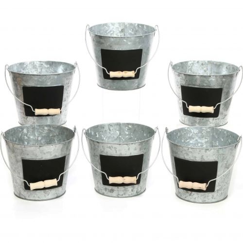 제네릭 Generic Elegant Expressions by Hosley Galvanized Metal Pails With Chalkboard, Set of 6