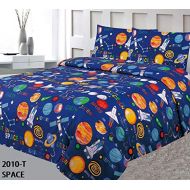 Elegant Home Decor Elegant Home Multicolor Blue Solar System Space Ships & Rockets Universe Galaxy Stars 3 Piece Coverlet Bedspread for Kids Teens Boys Full Size # Space (Full Size)