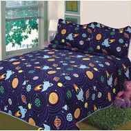 Elegant Home Decor Elegant Home Multicolor Solar System With Space Ships & Rockets Design 2 Piece Coverlet Bedspread Quilt for Kids Teens Boys Twin Size # K18-06
