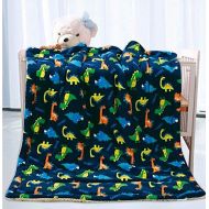 Elegant Homes Elegant Home Kids Soft & Warm Sherpa Baby Toddler Boy Sherpa Blanket Navy Blue Dinosaurs Multicolor Printed Borrego Stroller or Toddler Bed Blanket Plush Throw 40X50 # Dinosaurs