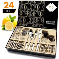 Elegant Life Besteck, 24-teilige Besteck Set, aus Japan-Edelstahl Hochwertige Spiegelpolierte Besteck-Sets, Mehrzweckgebrauch fuer Haus, Kueche, Restaurant Besteck Sets mit Geschenkb