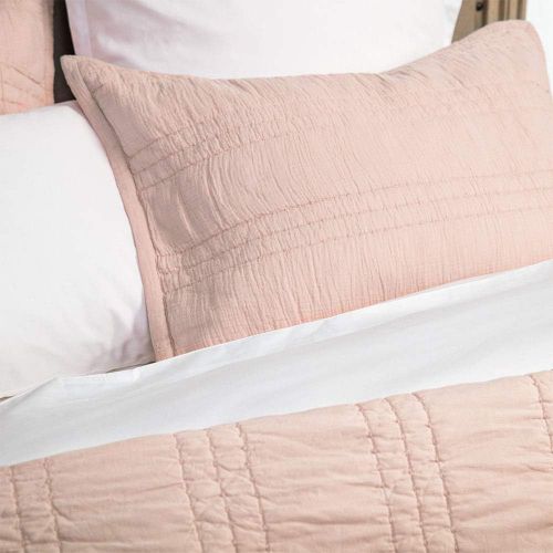  [아마존 핫딜] [아마존핫딜]Elegant Life Zen Collection 2 Layers Cotton Crinkle Gauze Stripe Embroidery Bedding Quilt, Full/Queen Size 88’’ x 92’’, Pink