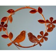 ElegantGardenDesign Singing Birds Wreath | Metal Yard Art | Rustic Porch Decor | Wild Bird Art | Metal Birds and Flowers | Spring Wreath For Front Door | R209