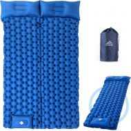 Elegear Sleeping Pad Camping Air Mattress with Pillow, Ultralight Built-in Foot Pump Inflating Compact Mats for Hiking Fishing Backpacking Car Tent Travel with Carry Bag - Double
