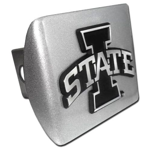  Elektroplate Iowa State Cyclones Brushed Silver with I State Emblem Metal Trailer Hitch Cover Fits 2 Inch Auto Car Truck Receiver with NCAA College Sports Logo