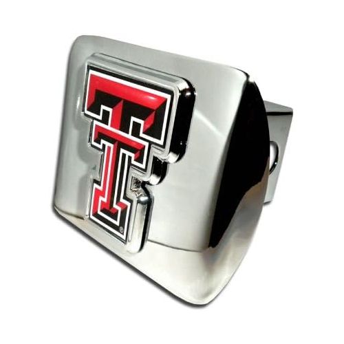  Elektroplate Texas Tech Red Raiders Bright Polished Chrome with Color TT Emblem NCAA College Sports Trailer Hitch Cover Fits 2 Inch Auto Car Truck Receiver