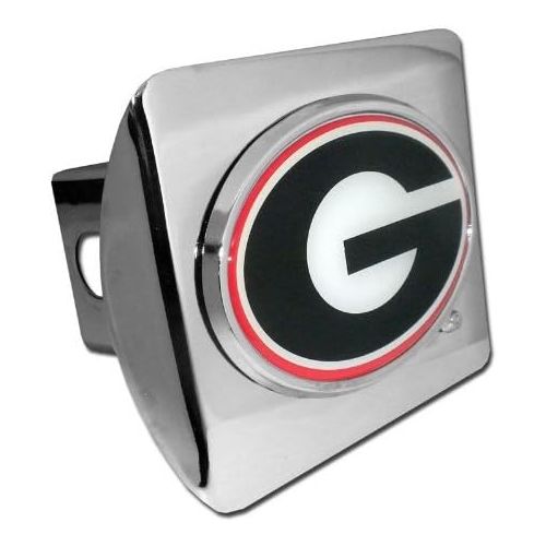  Elektroplate Georgia Bulldogs Polished Chrome Color Emblem Metal NCAA Trailer Hitch Cover Fits 2 Inch Auto Car Truck Receiver