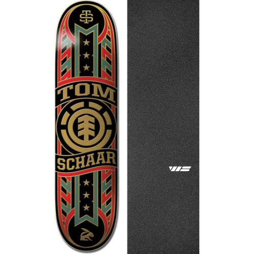  Element Skateboards Tom Schaar Banner Year Skateboard Deck - 8.25 x 32 with Jessup WS Die-Cut Black Griptape - Bundle of 2 Items