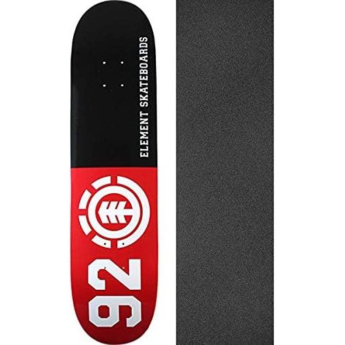 Element Skateboards 92 Classic Black/Red/White Skateboard Deck - 8 x 31.75 with Black Magic Black Griptape - Bundle of 2 Items