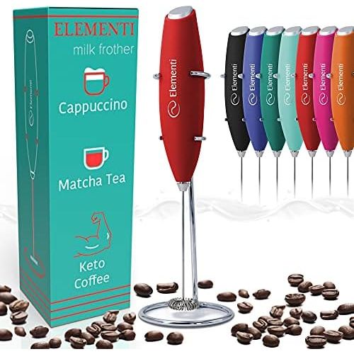  Elementi Milk Frother Handheld Electric Matcha Whisk, Handheld Milk Frother Electric Stirrer and Handheld Coffee Frother Mini Blender, Hand Frother Drink Mixer, Frappe Maker, Latte