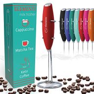 Elementi Milk Frother with Stainless Steel Whisk & Stand  Handheld Battery-Operated Drink Mixer, Coffee Frother, Milk Foamer, Cappuccino Maker, Great for Bulletproof Coffee, MCT O