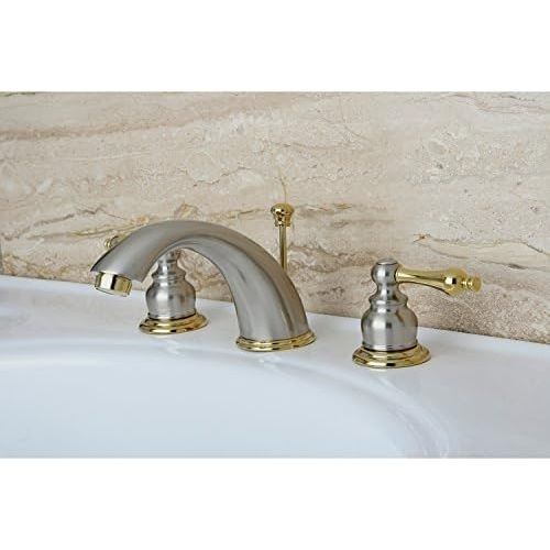  Elements of Design Victorian EB979AL Widespread Lavatory Faucet with Retail Pop-Up, 8-Inch to 16-Inch, Satin Nickel/Polished Brass