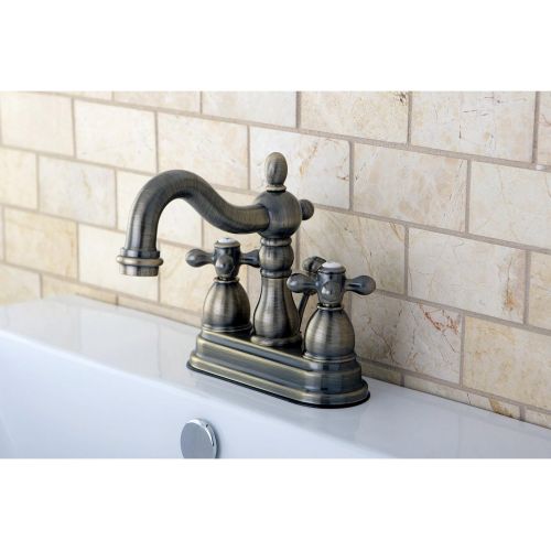  Elements of Design EB1603AX Heritage 4 Centerset Lavatory Faucet with Retail Pop-Up, 4-3/4 in Spout Reach, Vintage Brass