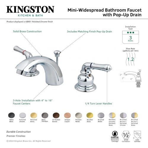  Elements of Design Victorian EB952 Mini Widespread Lavatory Faucet with Retail Pop-Up, 4-Inch to 8-Inch, Polished Brass