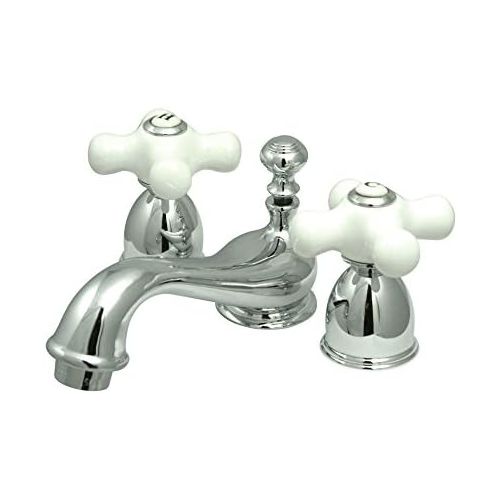  Elements of Design ES3951PX Widespread Lavatory Faucet With Porcelain Cross Handle, Mini, Polished Chrome