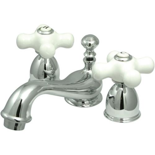  Elements of Design ES3951PX Widespread Lavatory Faucet With Porcelain Cross Handle, Mini, Polished Chrome