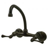 Elements of Design ES3145L Accents 2-Handle High Arc Spout Wall Mount Kitchen Faucet, 6- 5/8, Oil Rubbed Bronze