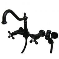 Elements of Design ES1245AXBS New Orleans 8 Center Wall Mount Kitchen Faucet with Brass Sprayer, 8- 1/2, Oil Rubbed Bronze