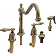 Elements of Design EB1793ALBS New Orleans 8 Center Kitchen Faucet with Brass Sprayer, 8-1/4 in Spout Reach, Vintage Brass