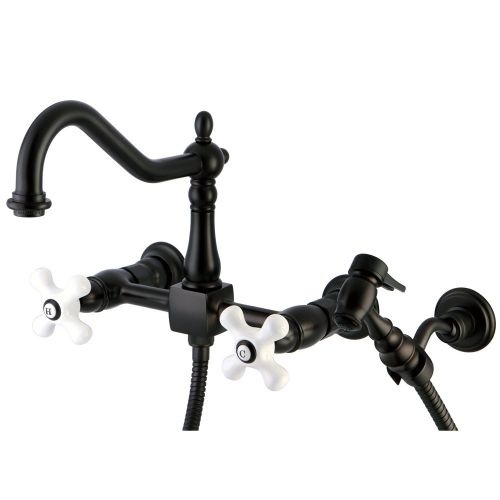  Elements of Design ES1245PXBS New Orleans 8 Center Wall Mount Kitchen Faucet with Brass Sprayer, 8- 1/2, Oil Rubbed Bronze