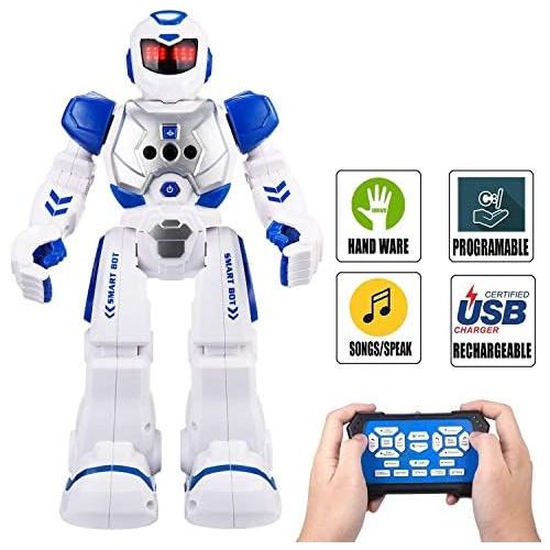  [아마존베스트]Elemusi Remote Wireless Control Robot for Kids Toys,Smart Robots with Singing,Dancing,Gesture Sensing Entertainment Robotics for Children (Blue)