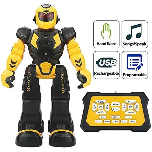  [아마존베스트]Elemusi Remote Wireless Control Robot for Kids Toys,Smart Robots with Singing,Dancing,Gesture Sensing Entertainment Robotics for Children (Yellow)