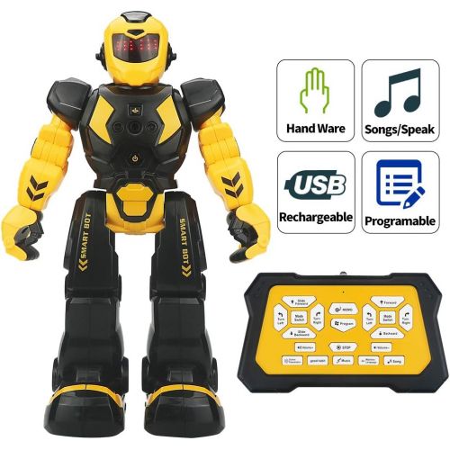  [아마존베스트]Elemusi Remote Wireless Control Robot for Kids Toys,Smart Robots with Singing,Dancing,Gesture Sensing Entertainment Robotics for Children (Yellow)