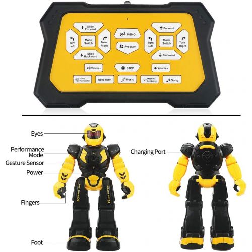  [아마존베스트]Elemusi Remote Wireless Control Robot for Kids Toys,Smart Robots with Singing,Dancing,Gesture Sensing Entertainment Robotics for Children (Yellow)