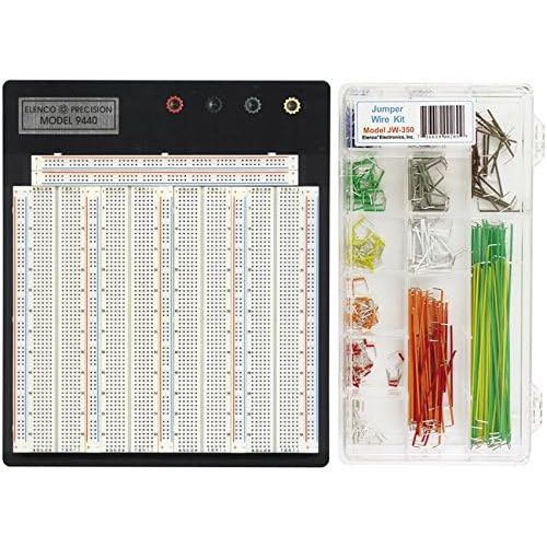  Elenco Breadboard | 3742 Total Contact Points | PLUS JW-350 with 350 Pre-Formed Jumper Wires | Make DIY - College - High School - Prototyping Projects Easier | 9480WK