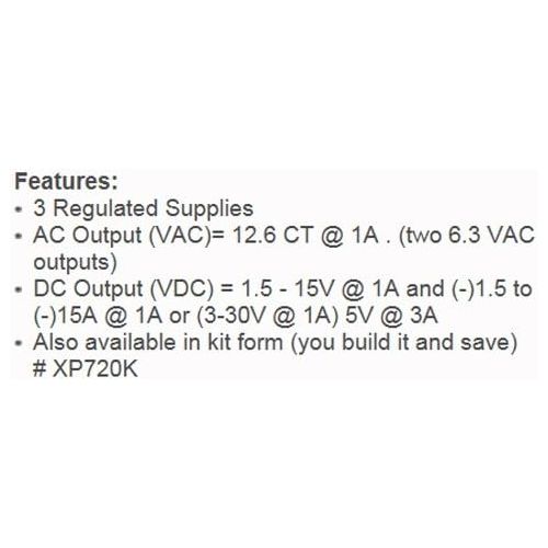  Elenco AC/DC Triple Output Power Supply Kit