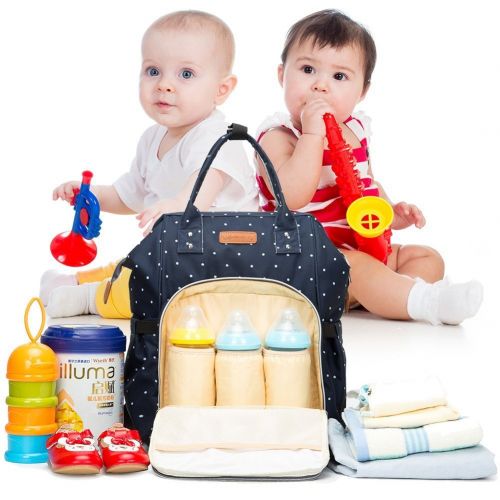  Eleoption ELEOPTION Waterproof Diaper Backpack Large Capacity Baby Bag Nappy Bags for Mom Dad with...