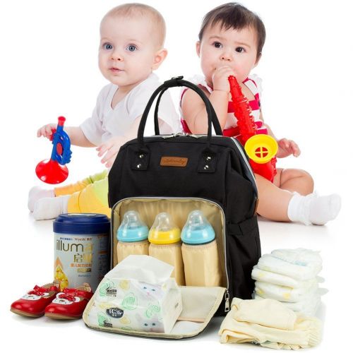  Eleoption ELEOPTION Waterproof Diaper Backpack Large Capacity Baby Bag Nappy Bags for Mom Dad with...