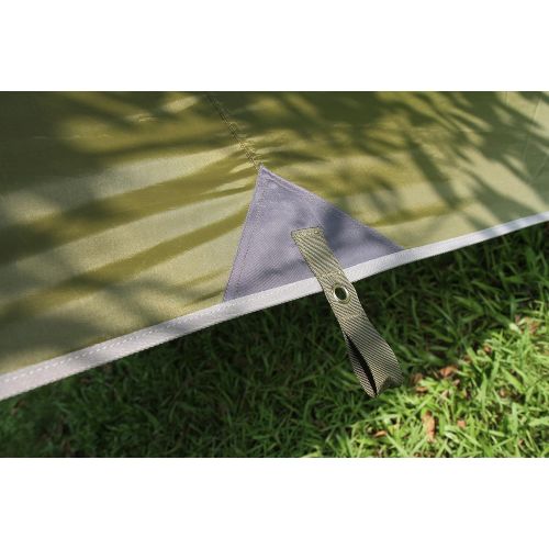  Eleoption Waterproof Survival Tarp Shelter Portable Lightweight Suitable for 3 to 4 Person 9.5 by 9.5 Foot with 6 Rings As Outdoor Rain Tarp Tent Tarp Shelter Sun Shade Tent Hammocks Camping