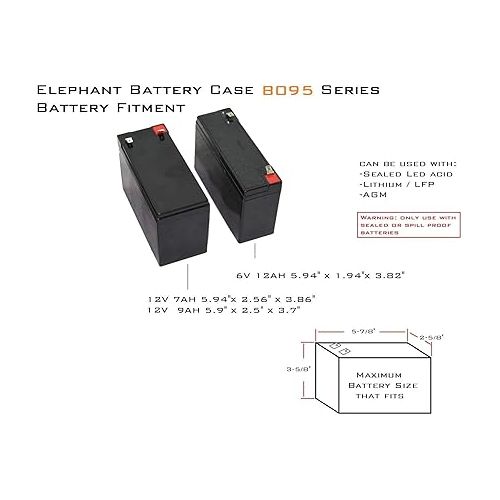  Elephant B095S4 Kayak Battery Box Waterproof Battery Enclosure for Powering GPS, Fish Finders, Led Lights, Aerator Pump (4 pin Single)