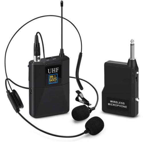  Lavalier Microphone,EletecPro Wireless Microphone System with Headset & Lavalier Lapel Mics,Beltpack Transmitter&Receiver,Ideal for Teaching, Preaching and Public Speaking Applicat