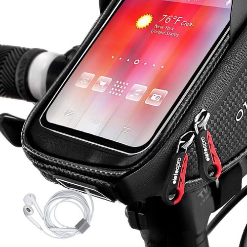  eletecpro Bike Phone Front Frame Bag, Bike Phone Bag Bicycle Phone Mount Bag Waterproof Handlebar Bike Phone Case Holder Sensitive Touch Screen