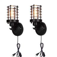 Eleven Master Retro Cage Wall Sconce Lamp Plug in Cord with Switch Dimmable Metal Industrial Wall Light Shade Vintage Style Edison Mini Antique Fixture for Headboard Bedroom Garage Porch Mirror