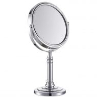 Elevens Freestanding Cosmetic Double Sided Mirror, 6 inch Make Up Mirror Pedestal Table Mirror for Bathroom Bedroom, Shaving Mirror Cosmetic Vanity Mirror Double Sided Chrome, x5 M