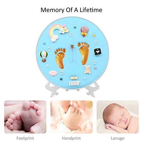  Elf Star Newborn Baby Handprint and Footprint Keepsake Decoration Gifts Personalized Non-Toxic DIY Infants Clay Souvenir Ornament Kit for Boys and Girls (Blue)