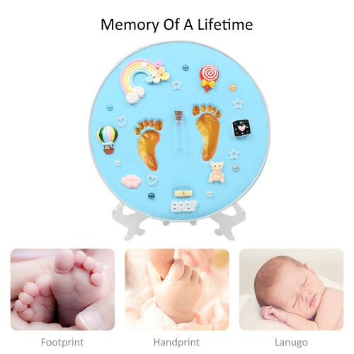  Elf Star Newborn Baby Handprint and Footprint Keepsake Decoration Gifts Personalized Non-Toxic DIY Infants Clay Souvenir Ornament Kit for Boys and Girls (Blue)